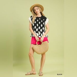 Umgee Hexagon Print Peplum Top 10010072977